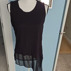 Philosophy Black Asymmetrical Tank Top M Y2k